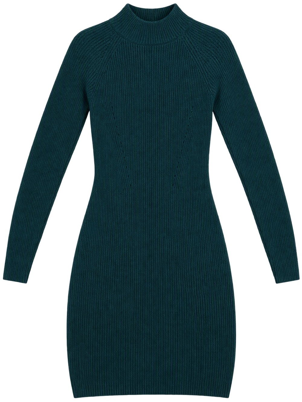 Abercrombie & Fitch Deep Emerald Green Ribbed Mock-Neck Sweater Dress